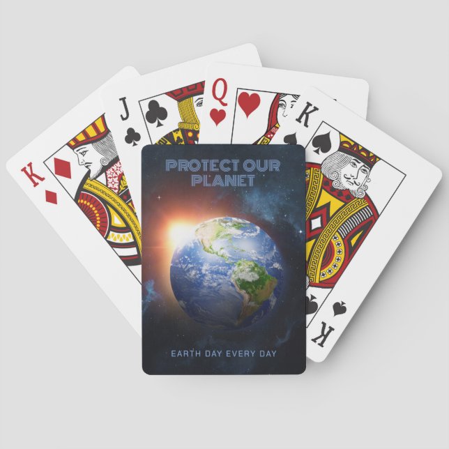 Custom Text Planet Earth Playing Cards (Back)