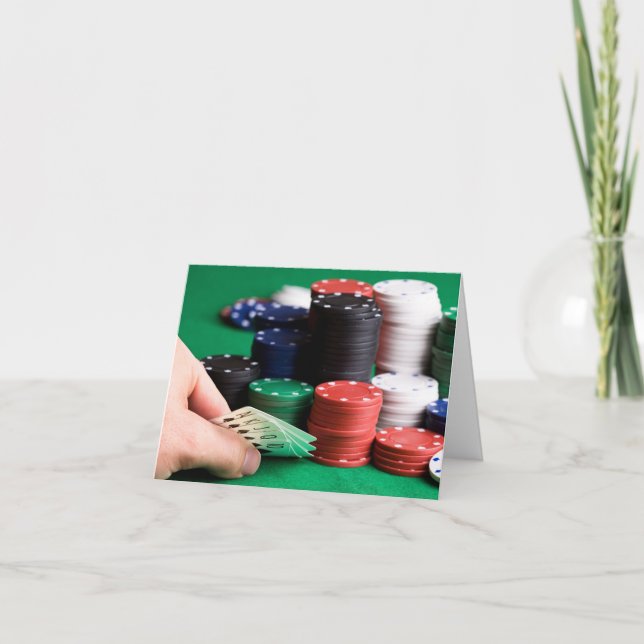 Custom text Poker player greeting card (Front)