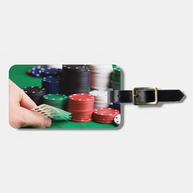 Custom text Poker Player luggage tag (Front Horizontal)