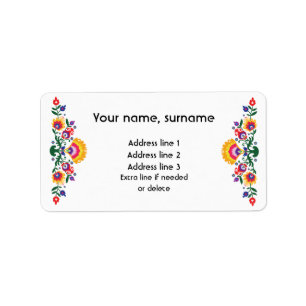 Custom text Polish folklore Wycinanki Label