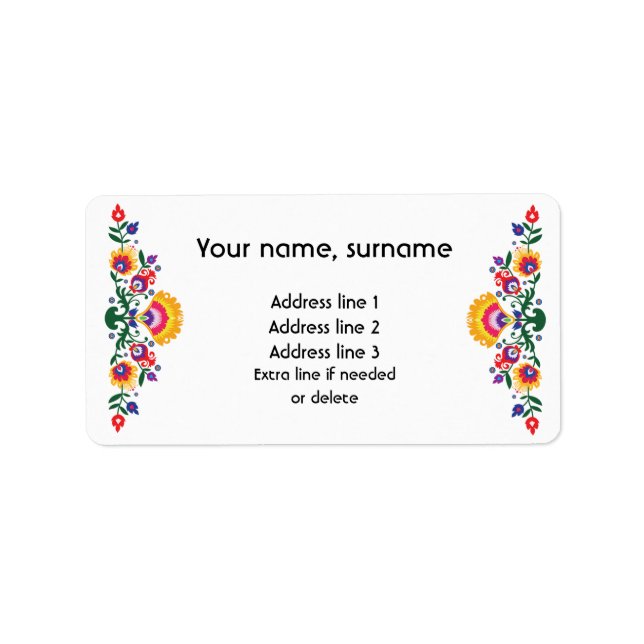 Custom text Polish folklore Wycinanki Label (Front)