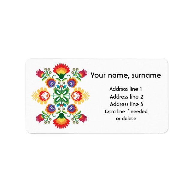 Custom text Polish folklore Wycinanki  Label (Front)
