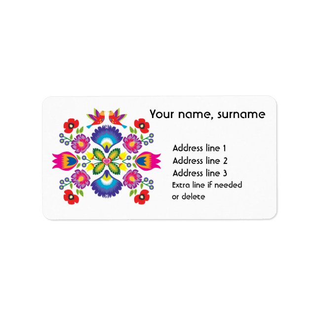 Custom text Polish folklore Wycinanki  Label (Front)