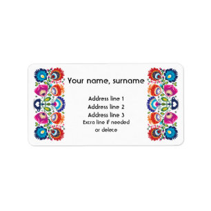 Custom text Polish folklore Wycinanki Label