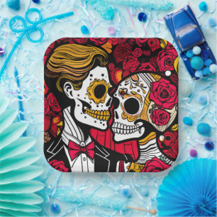 Custom text 💀 Pop Día de Muertos Paper Plate