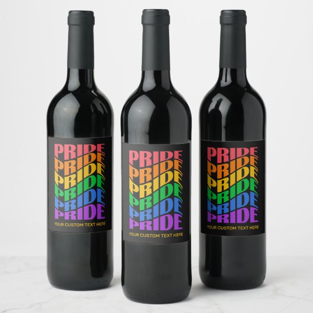 Custom Text Pride Wine Label (Bottles)