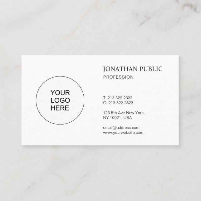 Custom Text Professional Modern Simple With Logo Business Card (Front)