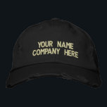 Custom Text Promotional Embroidered Baseball Cap<br><div class="desc">Easy Personalized Promotional Cap - Add Your Text - Name - Company / Number / Letter / Slogan - Tagline / or Website , Phone , E-mail , Social Media Handle , Address , Logo - Photo / more - Choose Your Colour / Size / Font - Make your unique...</div>