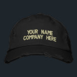 Custom Text Promotional Embroidered Baseball Cap<br><div class="desc">Easy Personalized Promotional Cap - Add Your Text - Name - Company / Number / Letter / Slogan - Tagline / or Website , Phone , E-mail , Social Media Handle , Address , Logo - Photo / more - Choose Your Colour / Size / Font - Make your unique...</div>