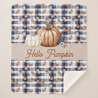 Custom Text Pumpkin Autumn Fall Farmhouse Sherpa Blanket