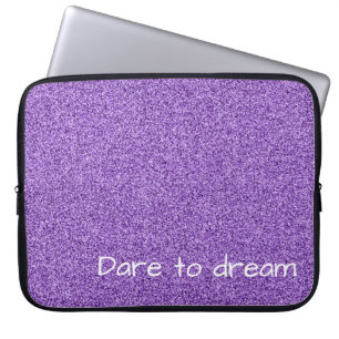 Custom text purple faux glitter laptop sleeve