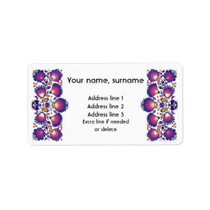Custom text Purple Polish folklore Wycinanki Label
