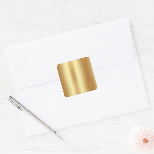Custom Text QR Code Upload Your Logo Gold Blank Square Sticker (Envelope)