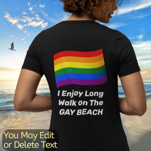 Custom Text Rainbow Flag Flying LGBTQ Gay Pride  T-Shirt