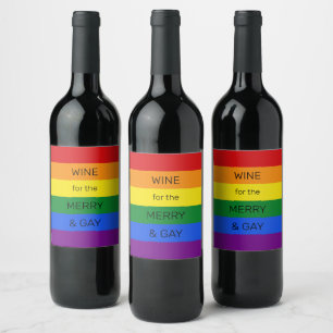 Custom text Rainbow Flag Wine Label