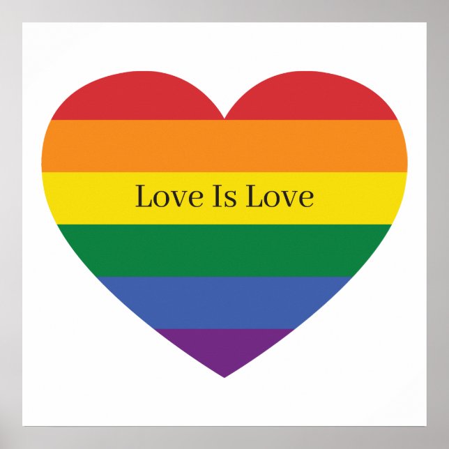 Custom Text Rainbow Heart Poster (Front)