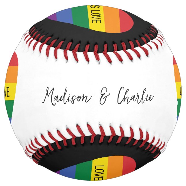 Custom Text Rainbow Love Softball (Front)