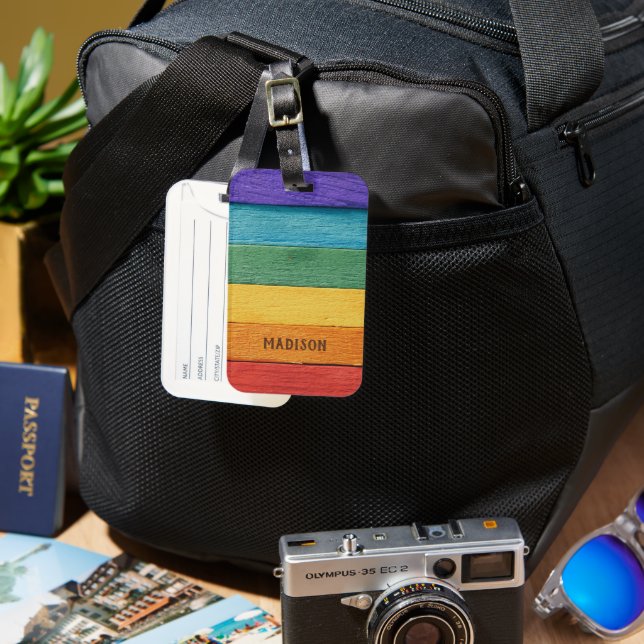 Custom Text Rainbow Luggage Tag (Front & Back)