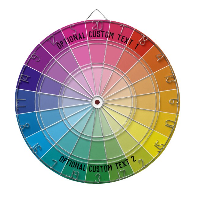 Custom Text Rainbow Monochromatic Colour Wheel Dartboard (Front)