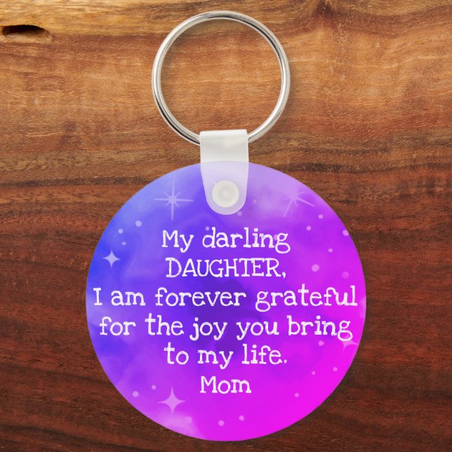 Custom Text Rainbow Ombre Galaxy Stars Nebula Cute Keychain (Back)