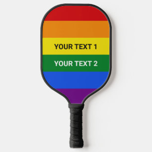 Custom Text Rainbow Pride Pickleball Paddle
