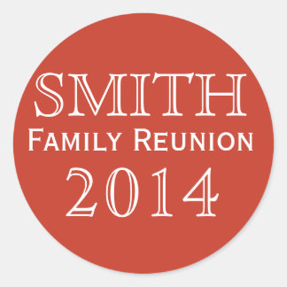 Custom Text Red Family Reunion Keepsake Classic Round Sticker
