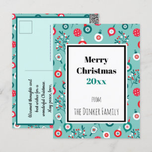 Custom text Red Pickleballs, minty 🎄Christmas  Postcard