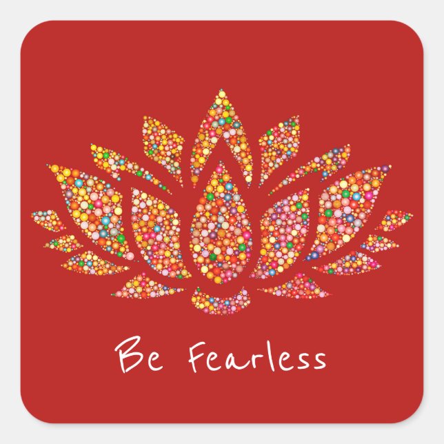Custom Text Red Rainbow Fire Lotus Flower Sticker (Front)