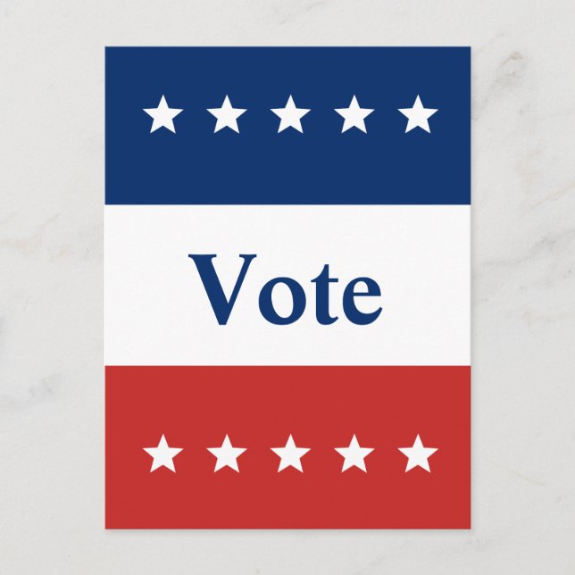 Custom Text Red White and Blue Vote Postcard (Front)