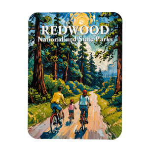 Custom Text Redwood Forest Family Cycling Colorful Magnet