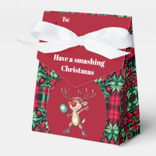Custom text Reindeer Rally Pickleball  Favor Box
