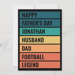 Custom Text Retro Football Lover Father's Day Holiday Card