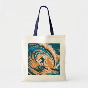Custom Text Retro Honolulu Hawaii Surfer Surfing Tote Bag