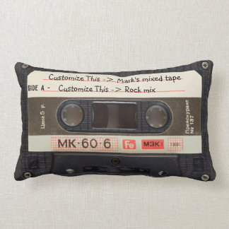 Custom Text / Retro Love Music Cassette Mixtape Lumbar Pillow