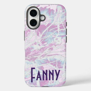 Custom text retro purple monogram iPhone 16 case