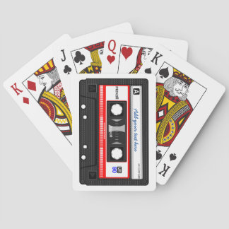 Custom text retro vintage music cassette tape, playing cards