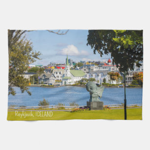 Custom Text Reykjavik, Iceland Kitchen Towel