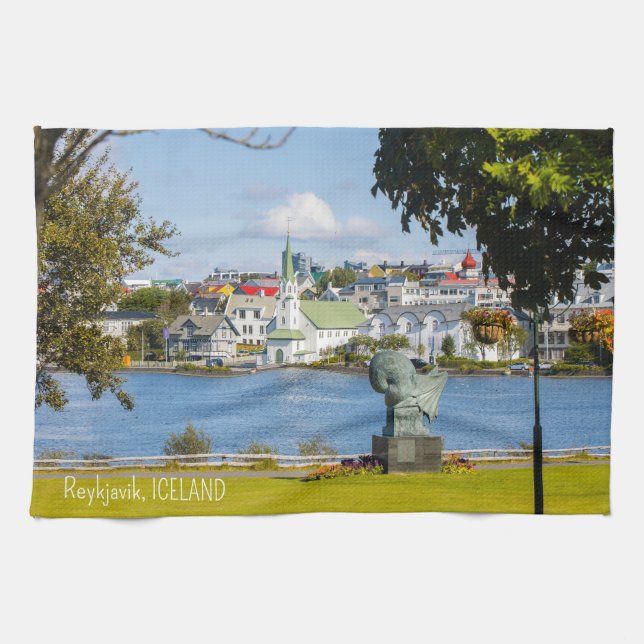 Custom Text Reykjavik, Iceland Kitchen Towel (Horizontal)