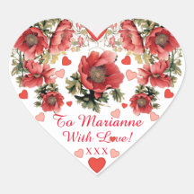Custom Text Romantic Vintage Poppies With Love