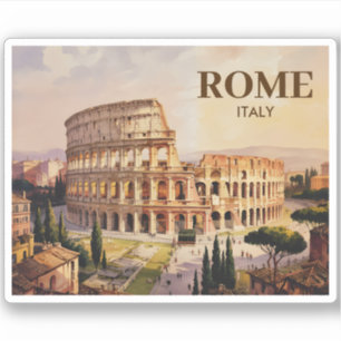 Custom Text Rome Italy Colosseum Retro Watercolor