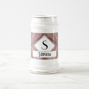 Custom Text/ Rose Gold Art Deco Metallic Elegant Beer Stein