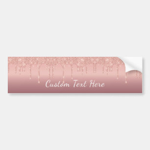 Custom Text Rose Gold Blush Glitter Drips Sticker