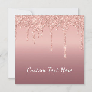 Custom Text Rose Gold Blush Glitter Sparkle Drips