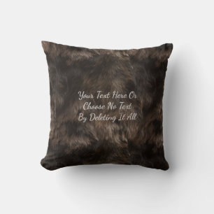 Custom Text/ Rustic Country Faux Wild Animal Fur Throw Pillow