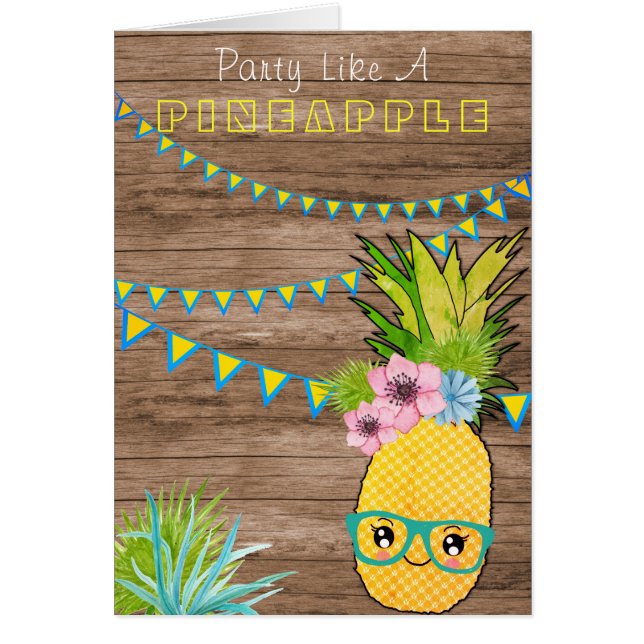 Custom Text / Rustic Party Pineapple Kawaii Beach (Front)