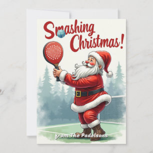 🎾🎄Custom text, Santa’s Smash Shot Holiday Card