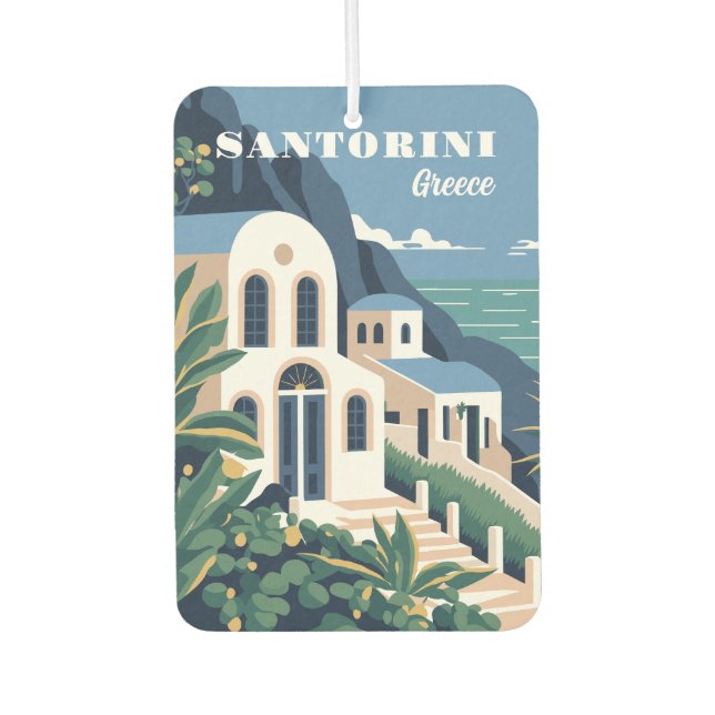 Custom Text Santorini Greece Air Freshener (Front)