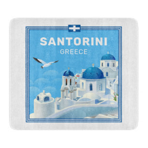 Custom Text Santorini Greece Cutting Board