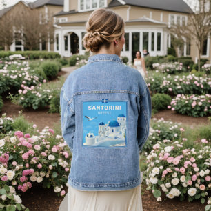 Custom Text Santorini Greece Denim Jacket