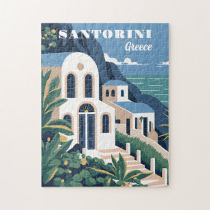 Custom Text Santorini Greece Jigsaw Puzzle